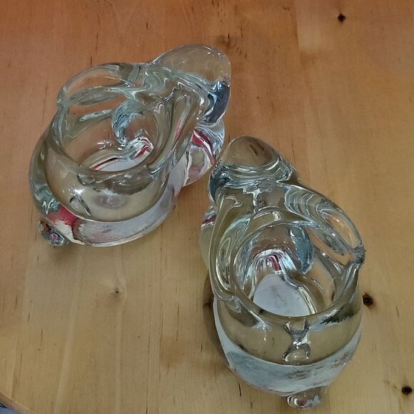Clear Indiana Glass Rabbit Bunny Votive Candle Holder Set of 2 - Picture 13 of 15
